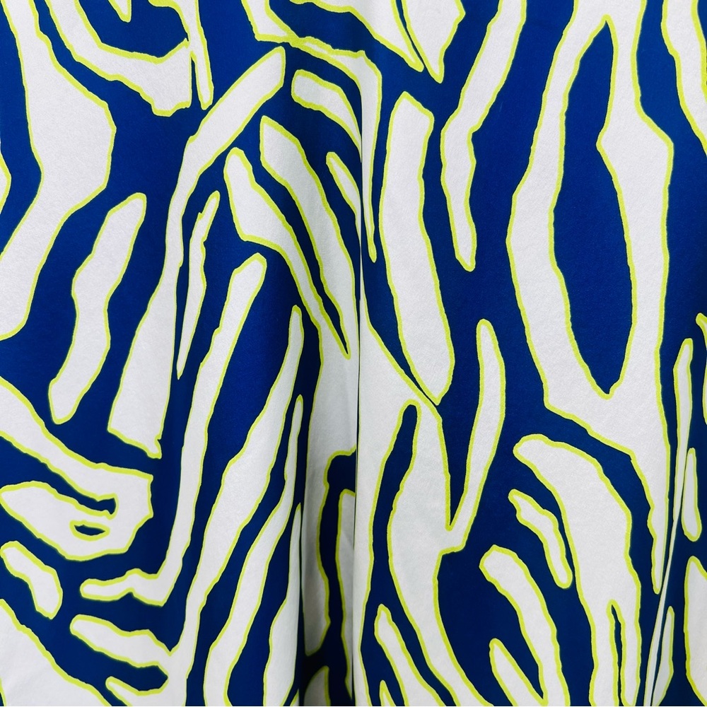 ALICE & TRIXIE Silk Neon Yellow Blue Short Sleeve Tunic Blouse Top Size … - Picture 4 of 11